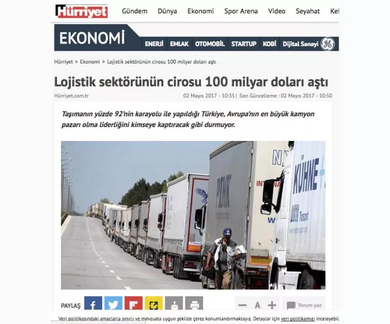 The Turnover of the Logistics Sector Exceeded 100 Billion Dollars