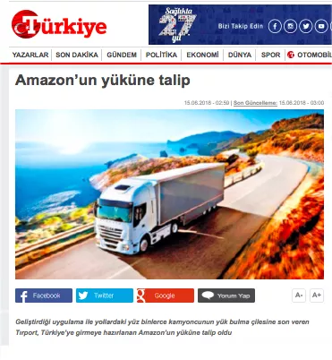 Desire for Amazon's Load (TURKEY NEWSPAPER)