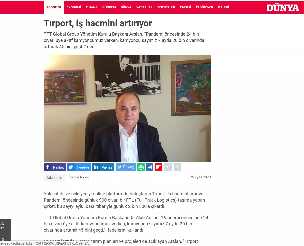 TIRPORT Increases Business Volume